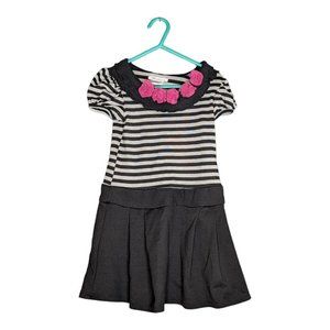 Bonnie Jean Short Sleeve Black & White Striped Dress Size 5